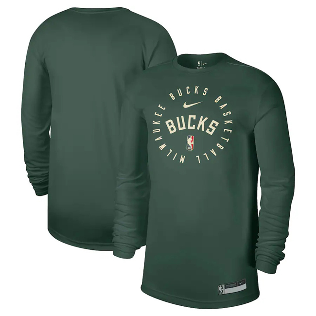 Men's Milwaukee Bucks Green 2025 Legend On-Court Practice Long Sleeve T-Shirt