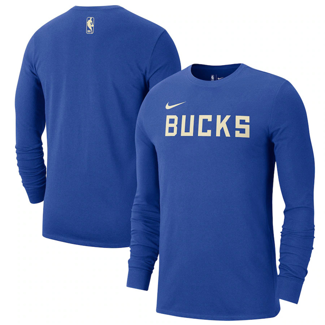 Men's Milwaukee Bucks Royal 2025 City Edition Essential Logo Long Sleeve T-Shirt