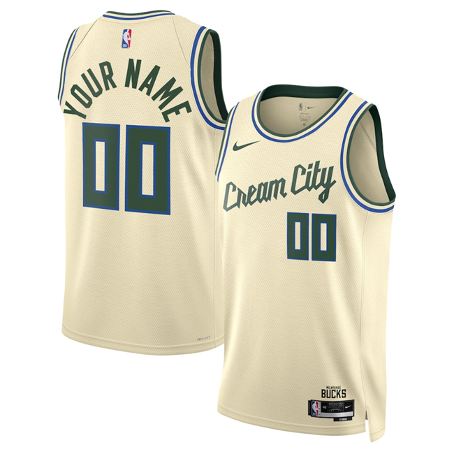 Men's Milwaukee Bucks Active Player Custom Cream 2026 City Edition Stitched Basketball Jersey