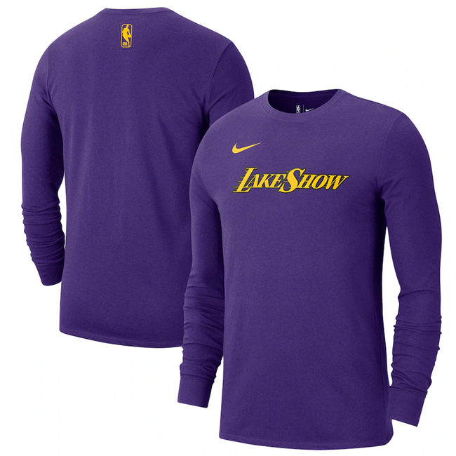 Men's Los Angeles Lakers Purple 2025 City Edition Essential Logo Long Sleeve T-Shirt