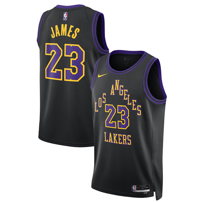 Men's Los Angeles Lakers #23 LeBron James LeBron James Black 2026 City Edition Stitched Basketball Jersey