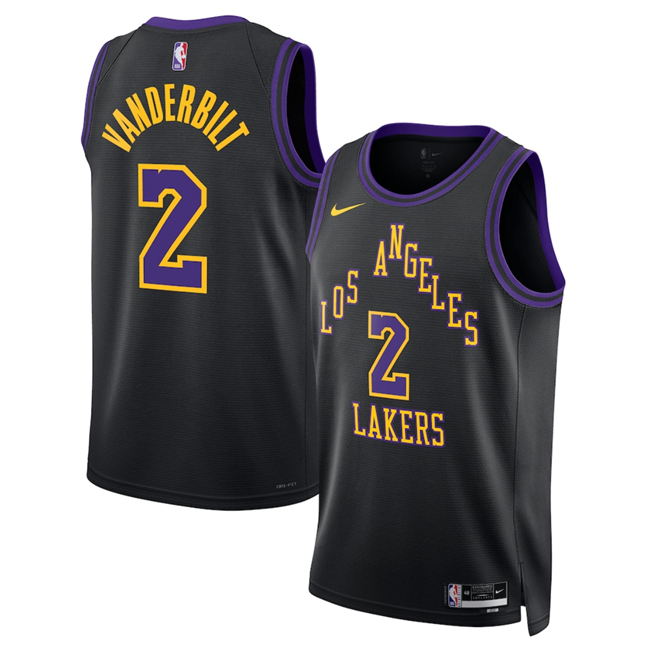 Men's Los Angeles Lakers #2 Jarred Vanderbilt Black 2026 City Edition Stitched Basketball Jersey