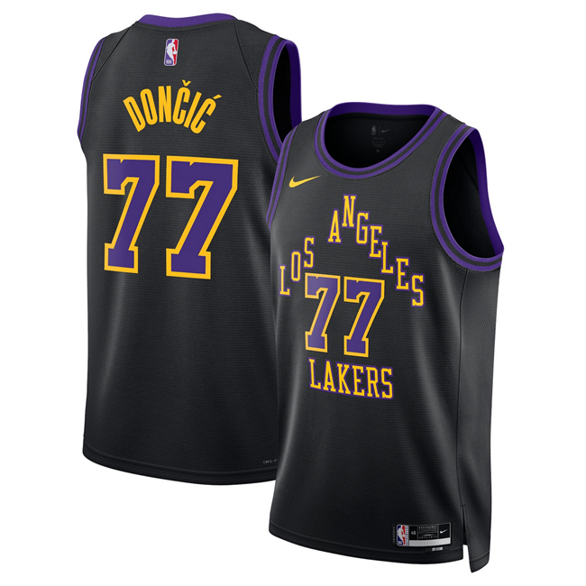 Men's Los Angeles Lakers #77 Luka Don?i? Black 2026 City Edition Stitched Basketball Jersey