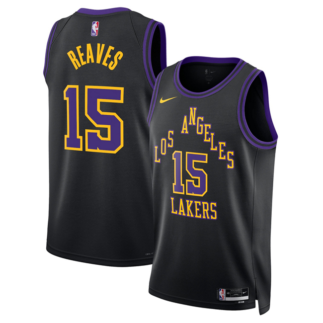 Men's Los Angeles Lakers #15 Austin Reaves Black 2026 City Edition Stitched Basketball Jersey