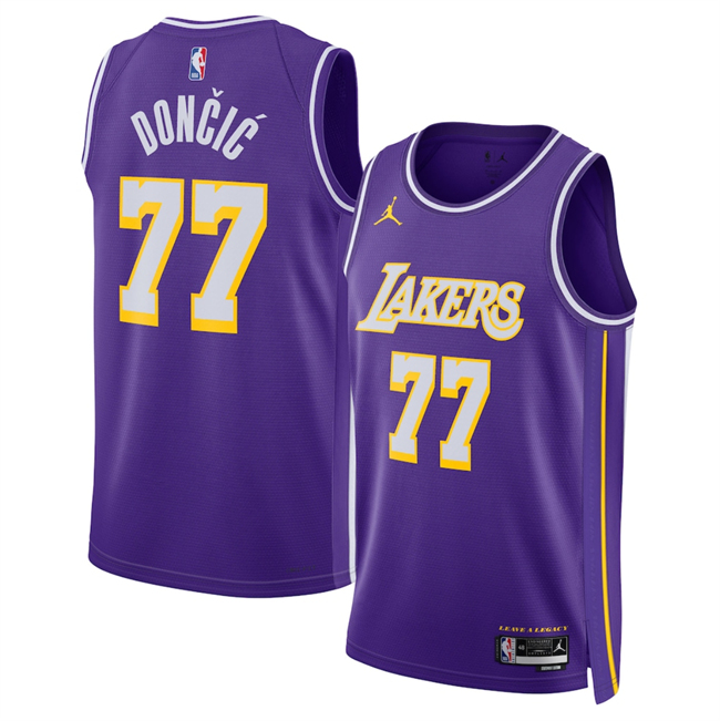Men's Los Angeles Lakers #77 Luka Don?i? Purple 2025 Statement Edition Stitched Basketball  Jersey