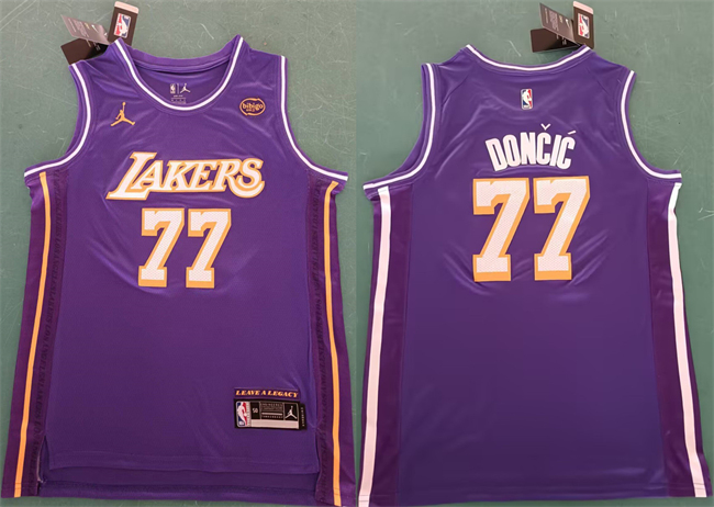 Men's Los Angeles Lakers #77 Luka Don?i? Purple 2025 Statement Edition Stitched Basketball Jersey