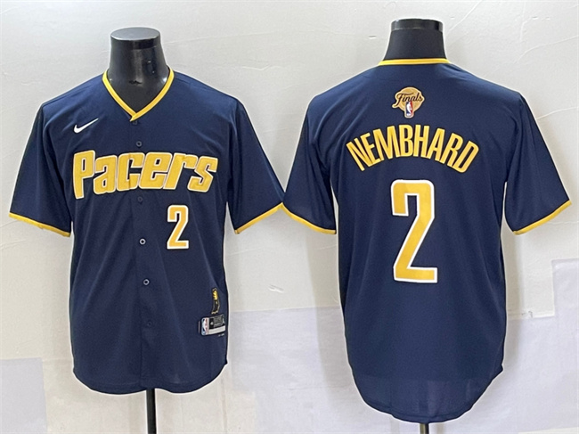 Men's Indiana Pacers #2 Andrew Nembhard Navy 2025 Finals Vapor Stitched Baseball Jersey