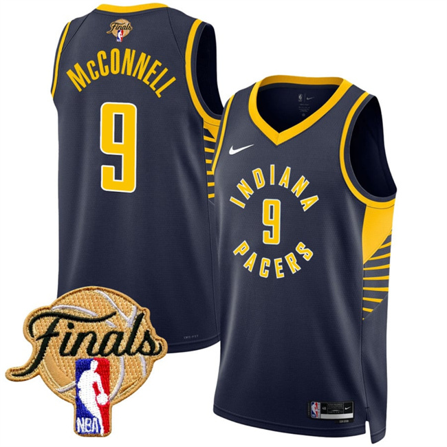 Men's Indiana Pacers #9 T.J. McConnell Navy 2025 Finals Icon Edition Stitched Basketball Jersey