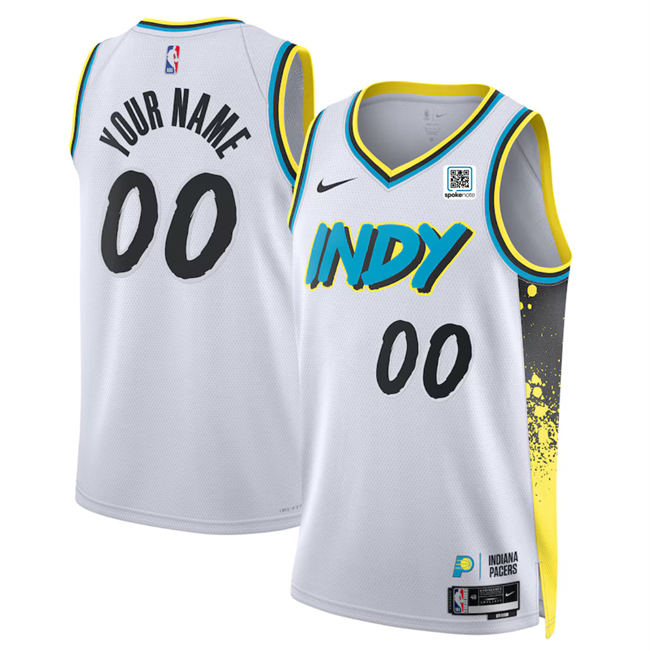Men's Indiana Pacers Active Player Custom White 2025 City Edition Stitched Basketball Jersey