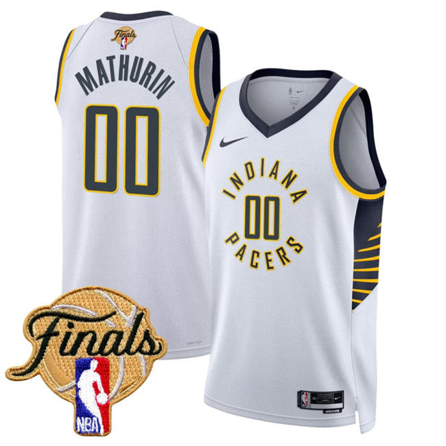 Men's Indiana Pacers #00 Bennedict Mathurin White 2025 Finals Association Edition Stitched Basketball Jersey