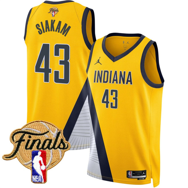 Men's Indiana Pacers #43 Pascal Siakam Yellow 2025 Finals Statement Edition Stitched Basketball Jersey