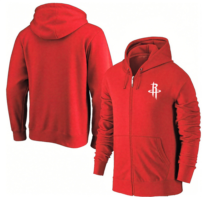 Men's Houston Rockets Red Primary Logo Full-Zip Hoodie