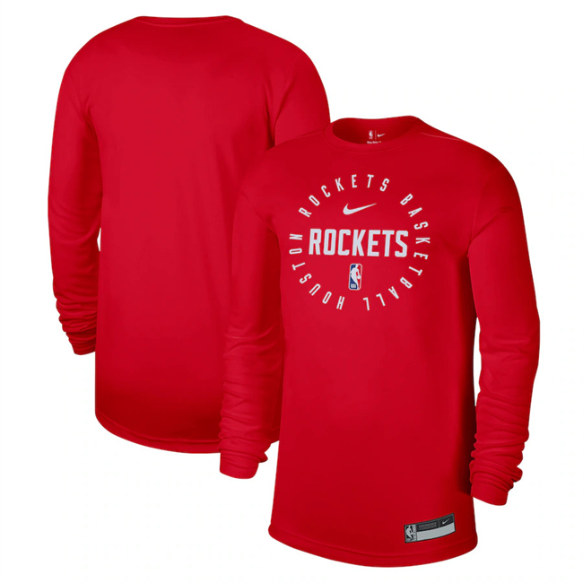 Men's Houston Rockets Red 2025 Legend On-Court Practice Long Sleeve T-Shirt