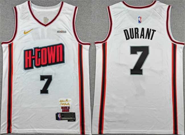 Men's Houston Rockets #7 Kevin Durant White 2025 City Edition Stitched Jersey