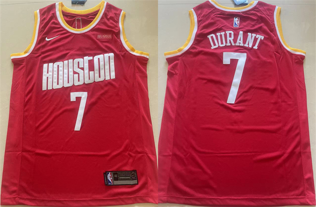 Men's Houston Rockets #7 Kevin Durant Red Icon Edition Stitched Jersey