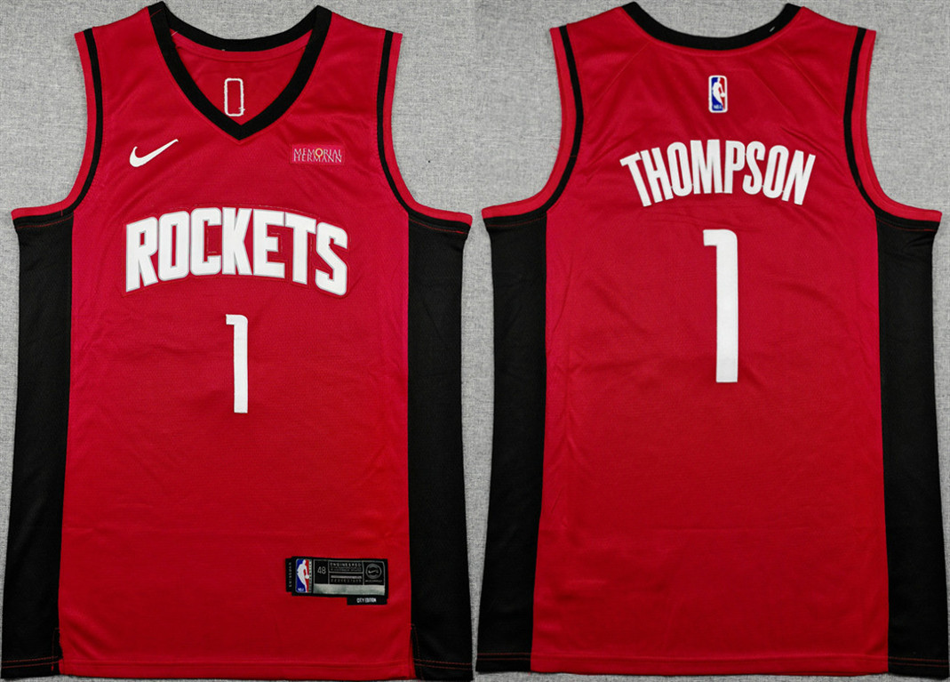 Men's Houston Rockets #1 Amen Thompson Red Icon Edition Stitched Jersey