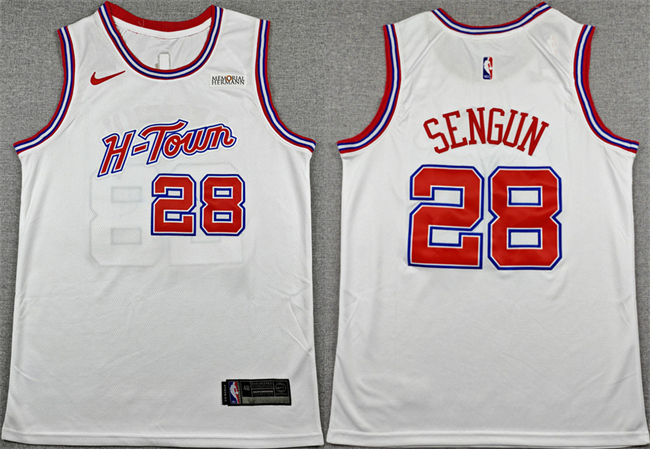 Men's Houston Rockets #28 Alperen Sengun White 2025-26 City Edition Stitched Jersey