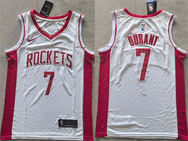 Men's Houston Rockets #7 Kevin Durant White 2025 Association Edition Stitched Jersey