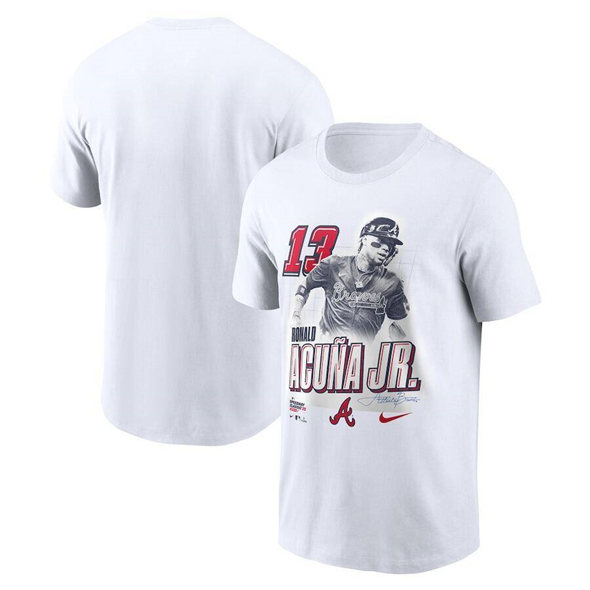 Men's Atlanta Braves #13 Ronald Acuna Jr. White 2025 Speedway Classic Player Graphic T-Shirt