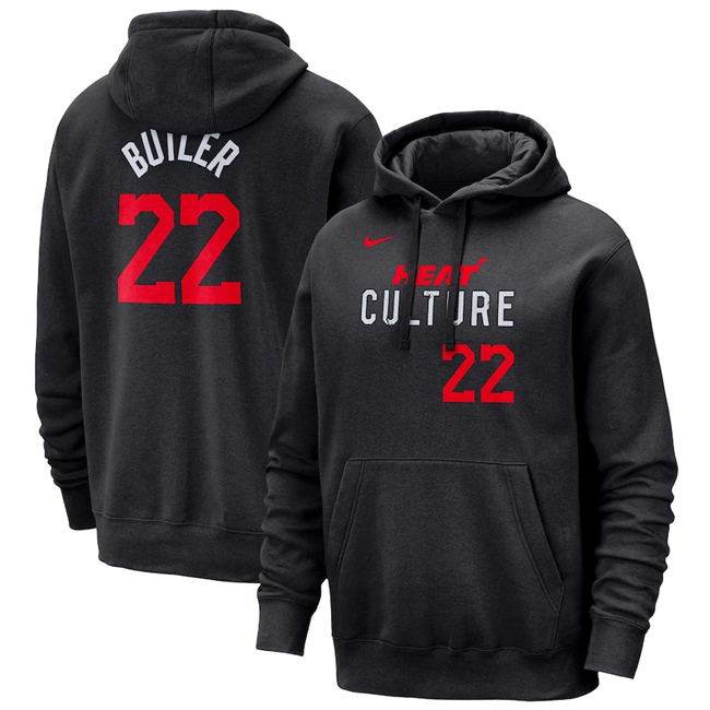 Men's Miami Heat #22 Jimmy Butler Black 2024 City Edition Name & Number Pullover Hoodie