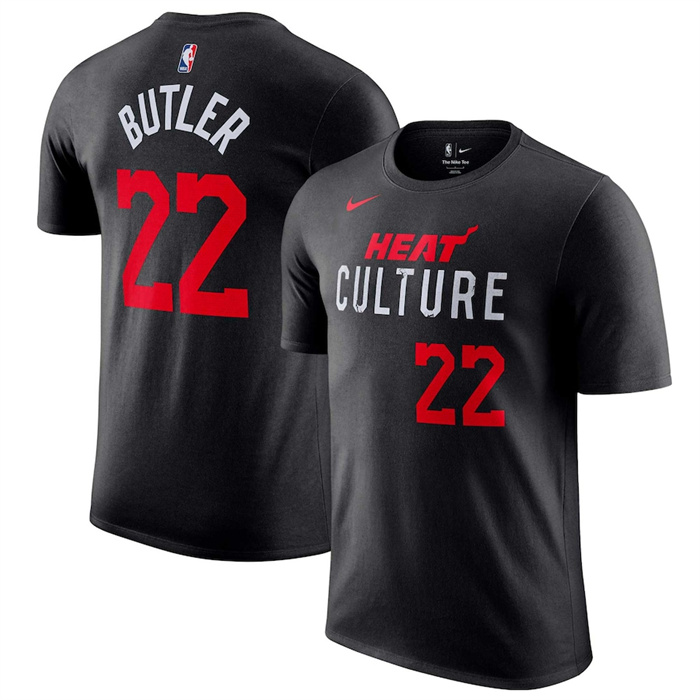 Men's Miami Heat #22 Jimmy Butler Black 2024 City Edition Name & Number T-Shirt