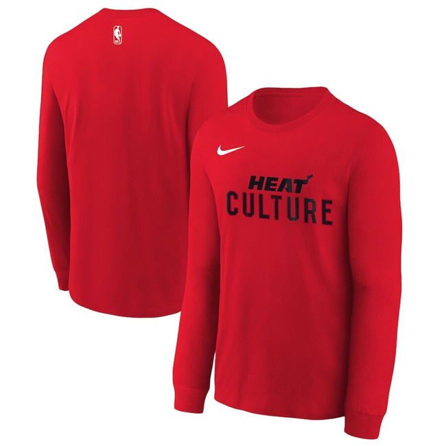 Men's Miami Heat Red 2025 City Edition Essential Logo Long Sleeve T-Shirt