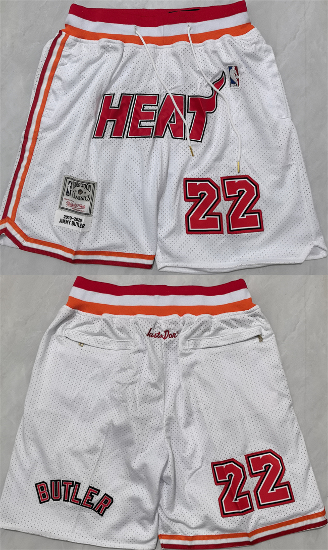 Men's Miami Heat White #22 Shorts (Run Small)