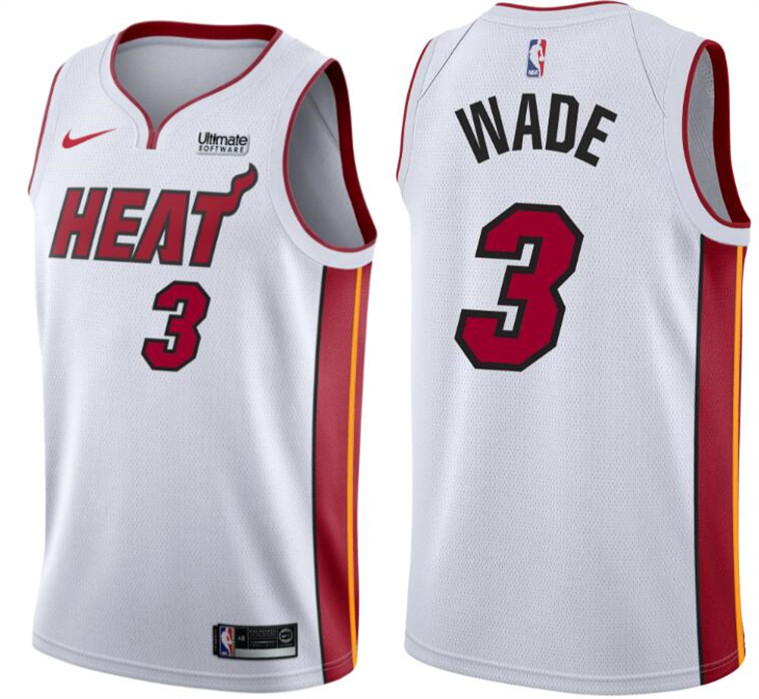 Men's Miami Heat #3 Dwyane Wade White Association Edition Swingman Stitched Jersey