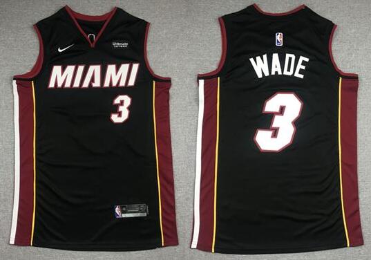 Men's Miami Heat #3 Dwyane Wade Black Stitched Jersey