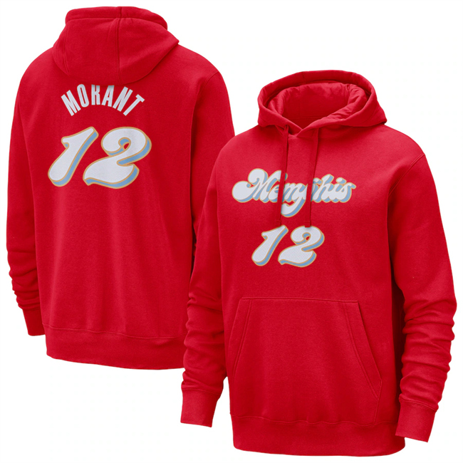 Men's Memphis Grizzlies #12 Ja Morant Red 2025 City Edition Pullover Hoodie