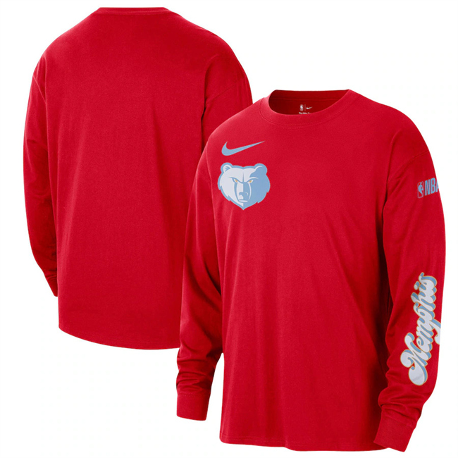 Men's Memphis Grizzlies Red 2025 City Edition Essential Logo Long Sleeve T-Shirt