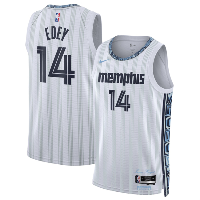Men's Memphis Grizzlies #14 Zach Edey White 2026 City Edition Stitched Basketball Jersey