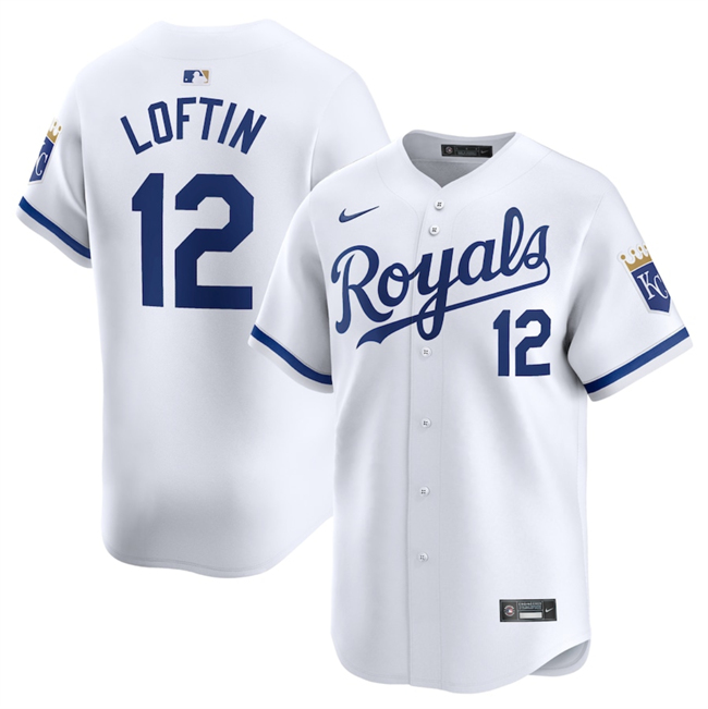 Men's Kansas City Royals #12 Nick Loftin White 2024 Home Limited Stitched Baseball Jersey