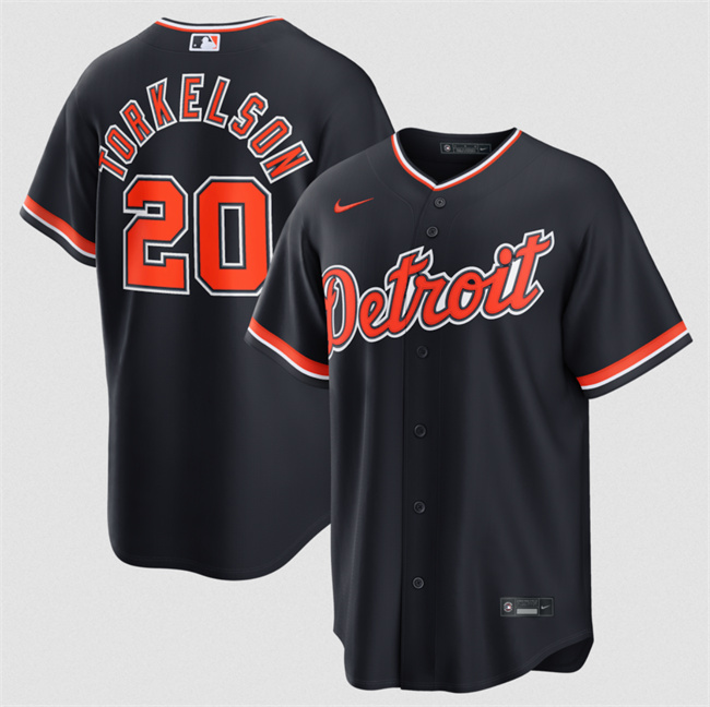 Men's Detroit Tigers #20 Spencer Torkelson Navy Alternate Stitched Baseball Jersey