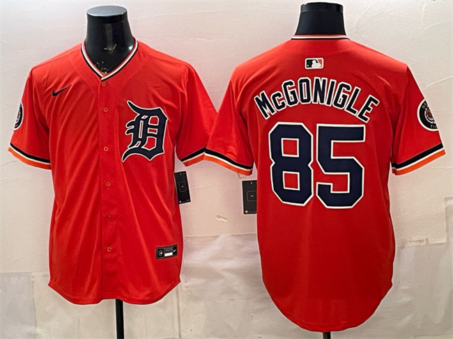 Men's Detroit Tigers #85 Kevin McGonigle Orange 2026 Alternate Vapor Premier Limited Stitched Baseball Jersey