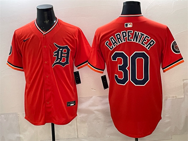 Men's Detroit Tigers #30 Kerry Carpenter Orange 2026 Alternate Vapor Premier Limited Stitched Baseball Jersey