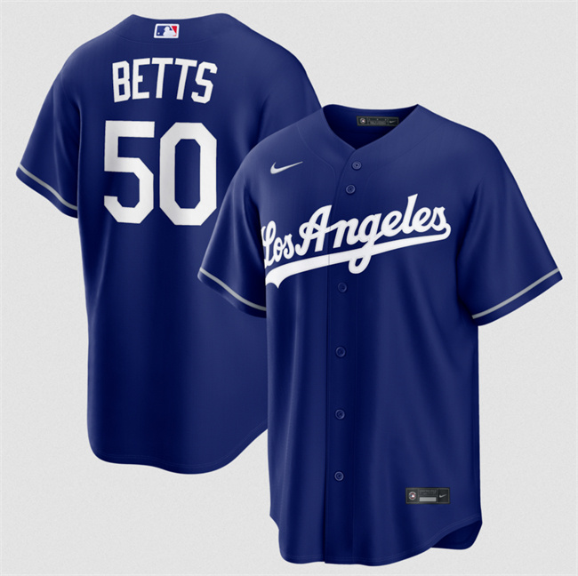 Men's Los Angeles Dodgers #50 Mookie Betts Royal Alternate Stitched Baseball Jersey
