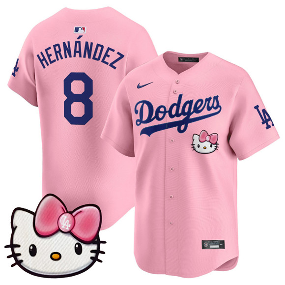 Men's Los Angeles Dodgers #8 Enrique Hernández Pink 2025 Hello Kitty Vapor Limited Stitched Baseball Jersey