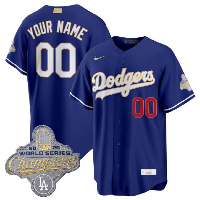 Men's Los Angeles Dodgers Active Player Custom Royal 2026 Alternate Gold Collection Stadium Stitched Baseball Jersey_Jc