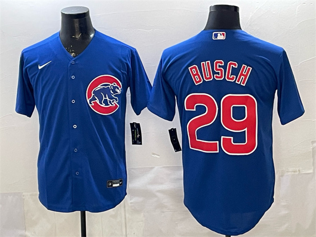 Men's Chicago Cubs #29 Michael Busch Royal Cool Base Stitched Baseball Jersey
