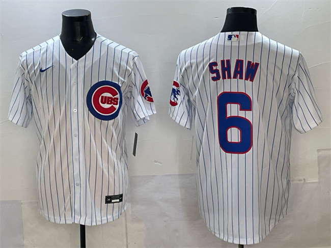 Men's Chicago Cubs #6 Matt Shaw White Cool Base Stitched Baseball Jersey
