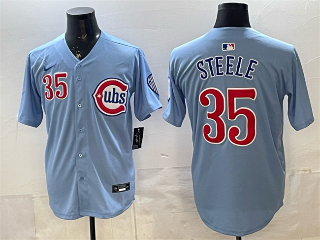 Men's Chicago Cubs #35 Justin Steele Blue 2025 2nd Alternate Limited Stitched Baseball Jersey