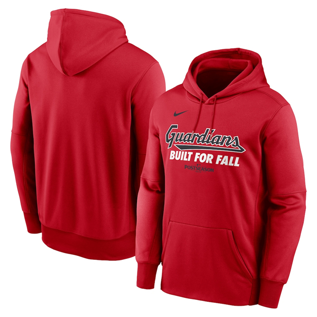 Men's Cleveland Guardians Red Cooperstown Collection Logo Club Pullover Hoodie