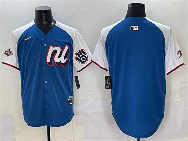 Men's National League Milwaukee Brewers Blank Blue Alternate 2025 All-Star Edition Limited Stitched Baseball Jersey