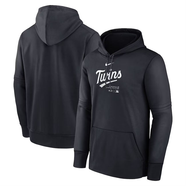 Men's Minnesota Twins Black Collection Practice Performance Pullover  Hoodie