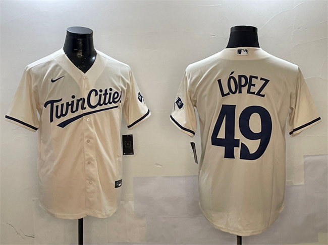 Men's Minnesota Twins #49 Pablo López Cream Cool Base Stitched Baseball Jersey