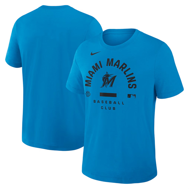 Men's Miami Marlins Blue Collection Early Work Tri-Blend Dri-FIT T-Shirt