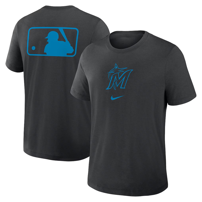 Men's Miami Marlins Black Early Work Tri-Blend Dri-FIT T-Shirt