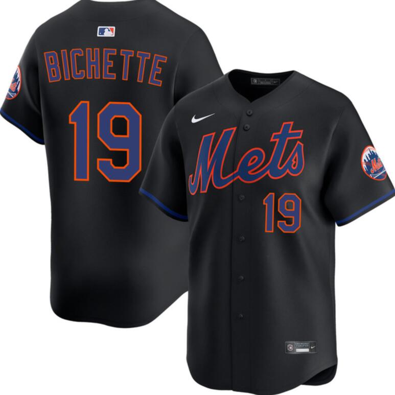Men's New York Mets #19 Bo Bichette 2026 Black Limited Stitched Baseball Jersey