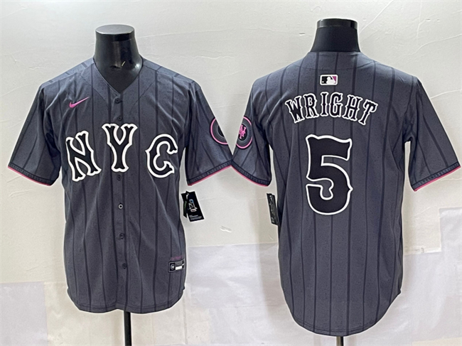 Men's New York Mets #5 David Wright Navy City Connect Stitched Baseball Jersey